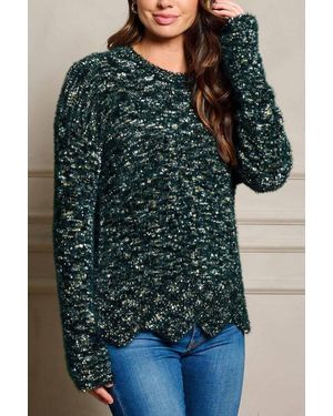 Mystree Scalloped Pullover Sweater - Blue