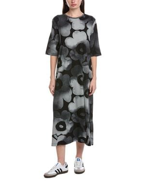 Marimekko Rento Akvarelli Unikko Midi Dress - Black