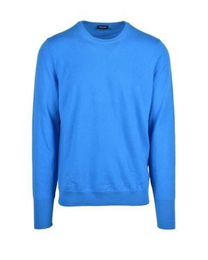 Drumohr Light Cashmere Crewneck Sweater - Blue