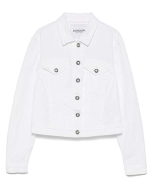 Dondup Cropped Jacket With Classic Front Button Fastening - White