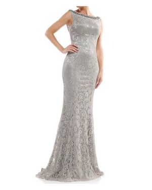 Marsoni by Colors Scoop Back Lace Mother Of The Bride Gown - Gray