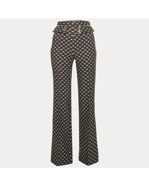 Elisabetta Franchi Logo All Over Jersey High Rise Flared Pants - Gray