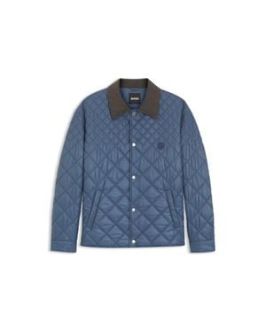 BOSS Water-Repellent Jacket With Mixed Quilting - Blue