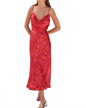 AIIFOS Linda Slip Midi Skirt - Red