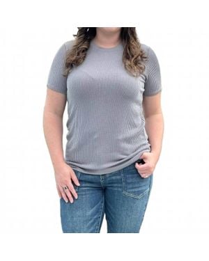 Tres Bien Radiantly Ribbed Crew Neck Tee - Blue