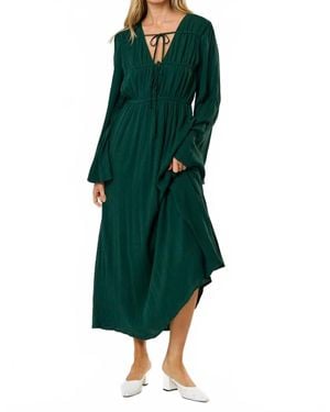 Lalavon Not Over You Bell Sleeve Maxi Dress - Green
