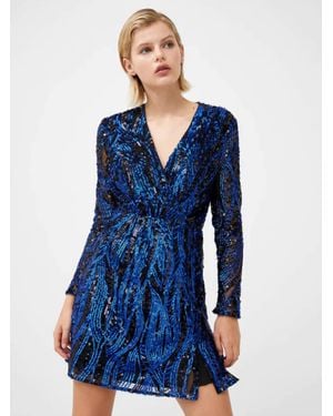 French Connection Deniz Embellished Mini Dress - Blue