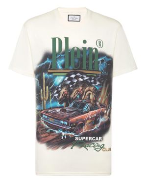 Philipp Plein T-Shirt Round Neck Ss Racing Club - Gray