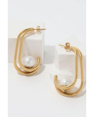 Akalia Thalia Waterproof Earring Shiny Faux Pearl - Metallic
