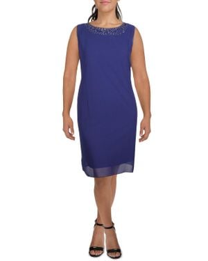 SLNY Plus Chiffon Embellished Shift Dress - Blue