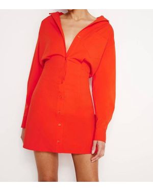 GOOD AMERICAN Poplin Shirt Dress - Red