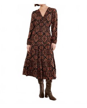 Apricot Empire Smock Waist Tiered Dress - Brown