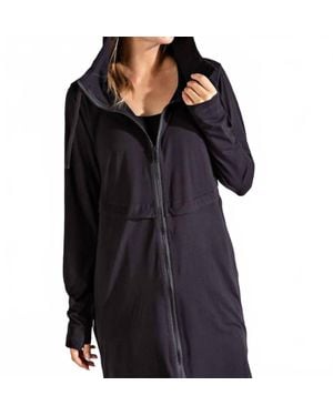 Rae Mode Long Hooded Active Jacket - Black