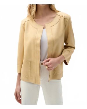 Joseph Ribkoff Studded Open Front Boxy Faux Suede Jacket - Natural