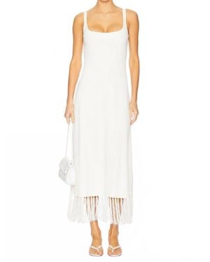 Clea Silas Fringe Knit Dress - White