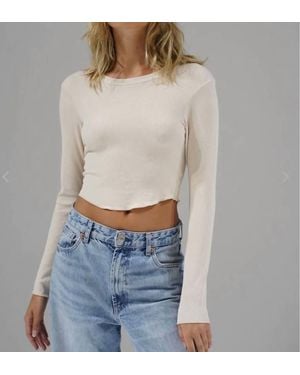 LNA Arya Cropped Long Sleeve Top - Gray