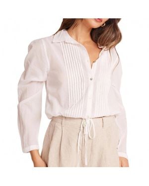 Bella Dahl Pintuck Crop Button Down Shirt - White