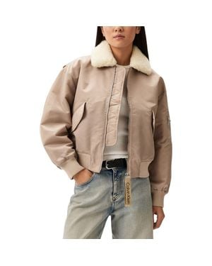 Calvin Klein Beige Polyester Jackets & Coat - Brown