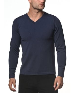 Postmarc Knitted V-Neck Sweater - Blue