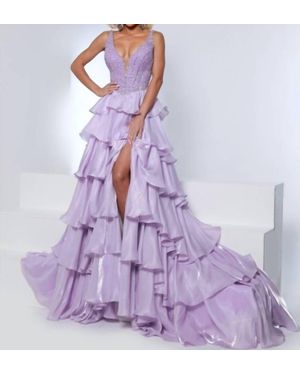 Johnathan Kayne V Plunge Princess Worthy Gown - Purple