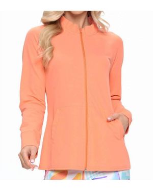 Aryeh Marcia Ruffle Neck Zip Light Jacket - Orange