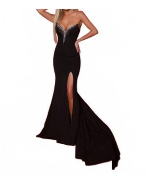 Johnathan Kayne Satin Mermaid Evening Gown - Black