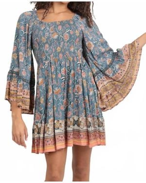 Angie Tatum Bell Sleeve Mini Dress - Blue