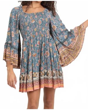 Angie Tatum Bell Sleeve Mini Dress - Blue