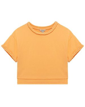 Habitual Braided Sleeve Top - Orange