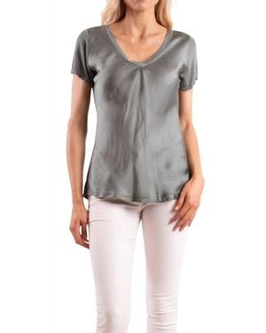 Gigi Moda Nola Satin Scoop Neck Tee - Black