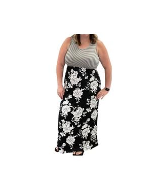 White Birch Floral Tank Maxi Dress - Black