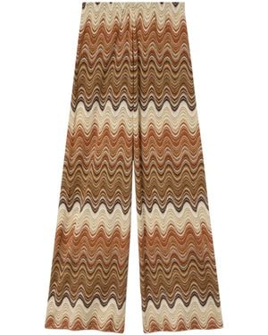 MC2 Saint Barth Fluid Wide-Leg Pants With Striking Wave Pattern - Blue