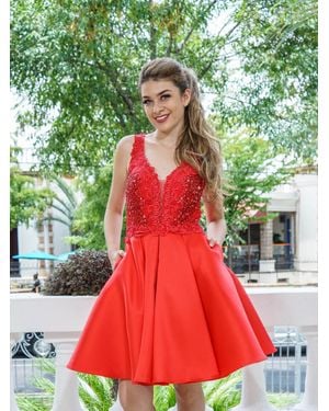 Nova Vogue V-Neck Bodice Dress - Green