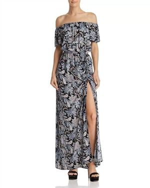 Aqua Paisley Print Off The Shoulder Maxi Dress - White