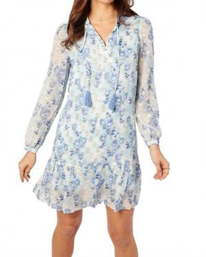 Sail To Sable Ruffle Hem Dress With Tassels - Blue