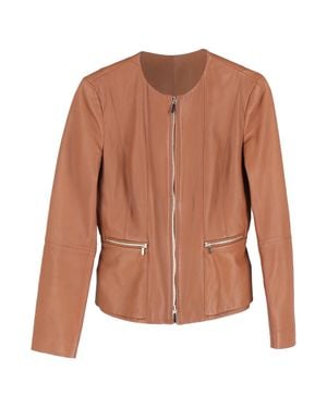 BOSS Hugo Zip-Up Jacket Wit Pockets - Brown