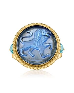 Ross-Simons Italian Tagliamonte Venetian Glass Lion Ring With Swiss Topaz - Blue