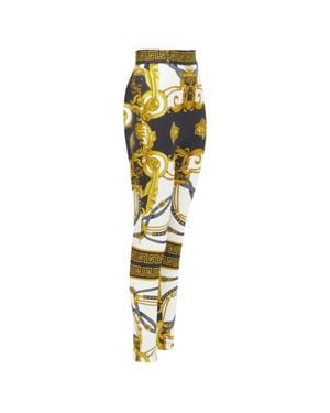 Versace Runway Rodeo Barocco Harness Stretch Legging Pants - Metallic