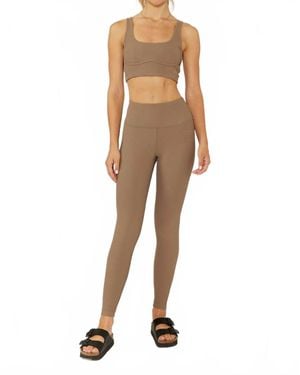 Cream Yoga Nancy Ribbed Legging - Natural