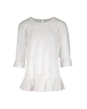 Guadalupe Gianna Embroidered Cover Up Blouse - White
