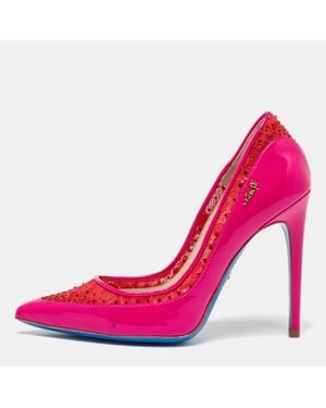 Loriblu Lace And Patent Leather Pointed Toe Pumps - Pink