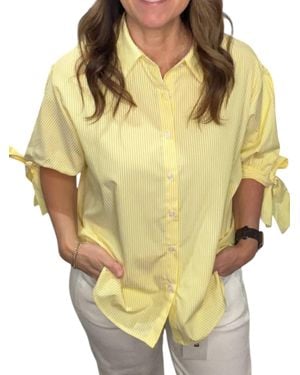 Vine & Love Bow Tie Sleeve Blouse - Yellow