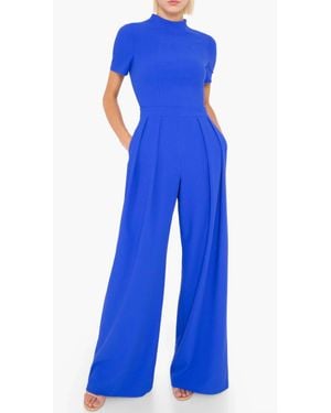 Black Halo Mayra Mock Neck Wide Leg Jumpsuit - Blue