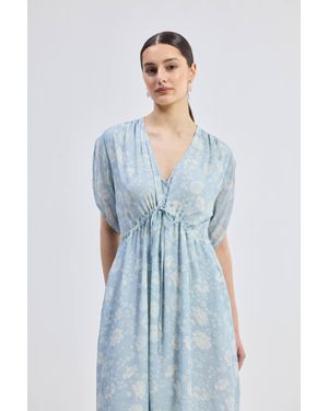 REISTOR Maxi Gathered Dress - Blue