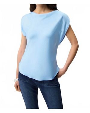 Joseph Ribkoff Cowl Neck Short Sleeve Satin Top - Blue