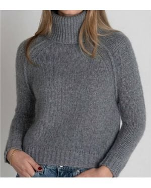 Archer Cashmere Stitchy Turtleneck Sweater - Gray