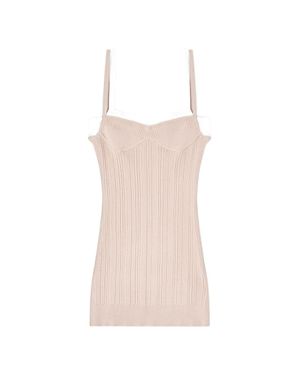 DIESEL Ribbed Knit Bodycon Dress With Thin Straps - White