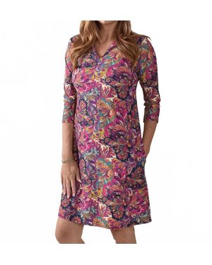 Southwind Duchess 3/4 Sleeve Mini Dress - Purple