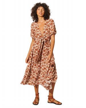 Kivari Marisa Tie Front Midi Dress - Multicolor