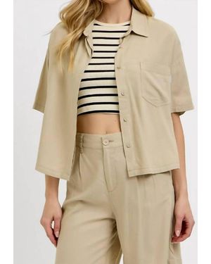 Risen Half Sleeve Oversize Linen Shirt - Natural